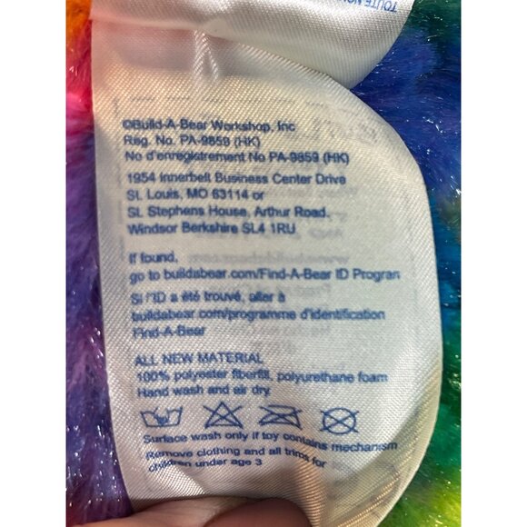 Build A Bear 16” Teddy Tie Dye Rainbow Plush Stuffed Animal Toy Great Condition - Picture 8 of 10